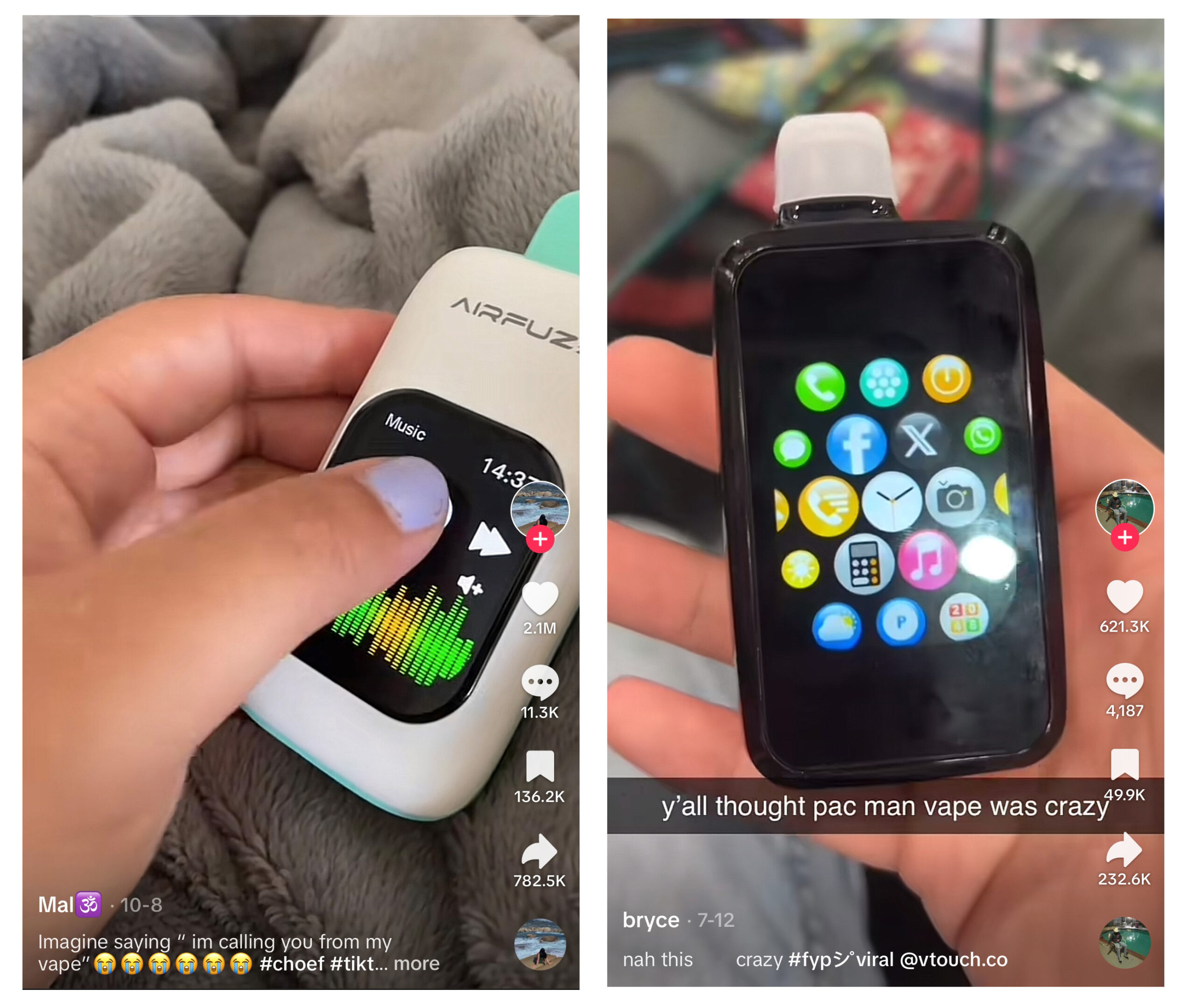 Schemat funkcji smart vape: ekran, Bluetooth, gra, powiadomienia